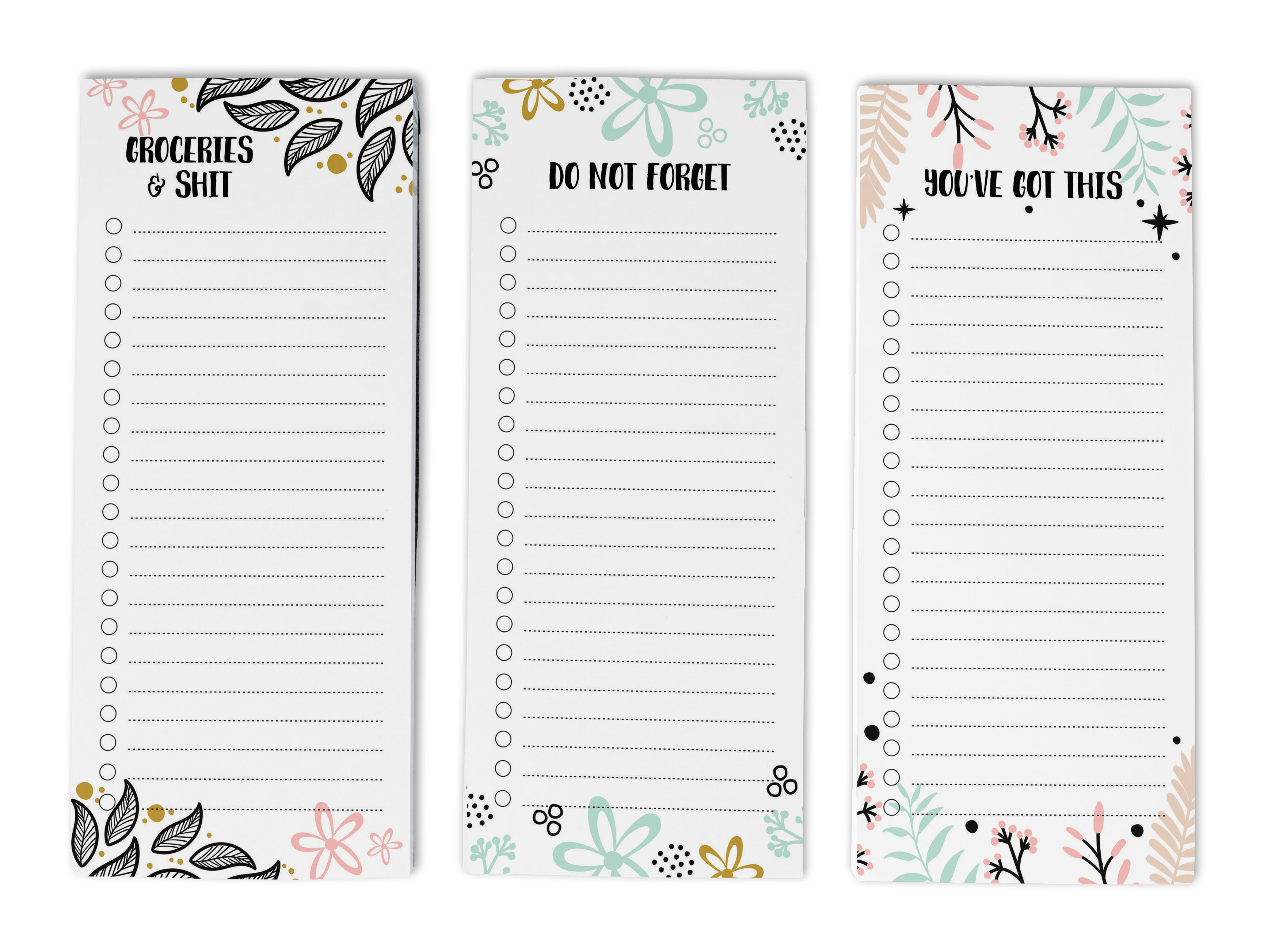 Inkdotpot Pack of 3 Magnetic Fridge To-Do List Notepads- Magnetic Memo Pads For Refrigerator-(50 Sheets Each)-1T