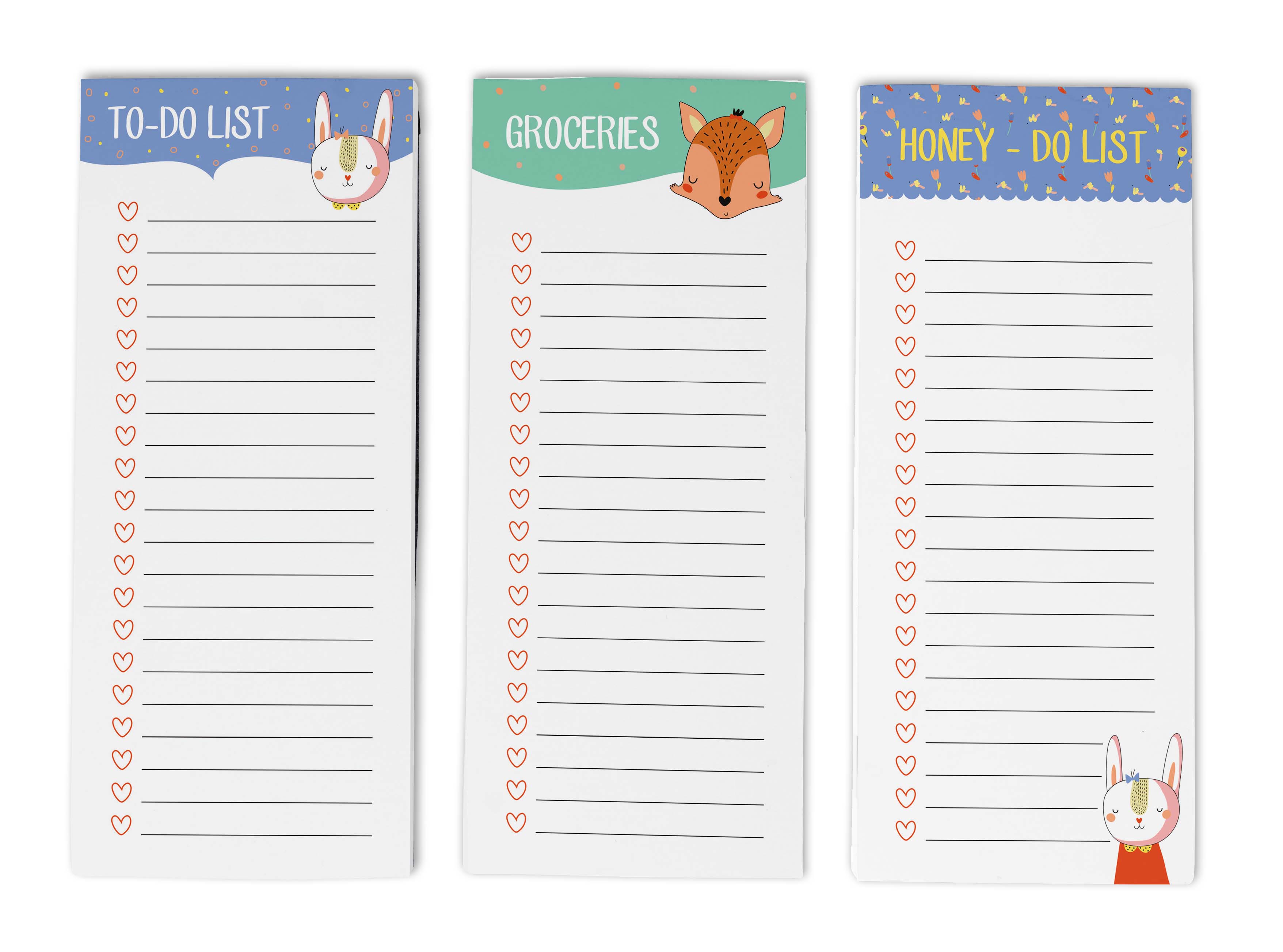 Inkdotpot Pack of 3 Magnetic Fridge To-Do List Notepads- Magnetic Memo Pads For Refrigerator-(50 Sheets Each)-3Q