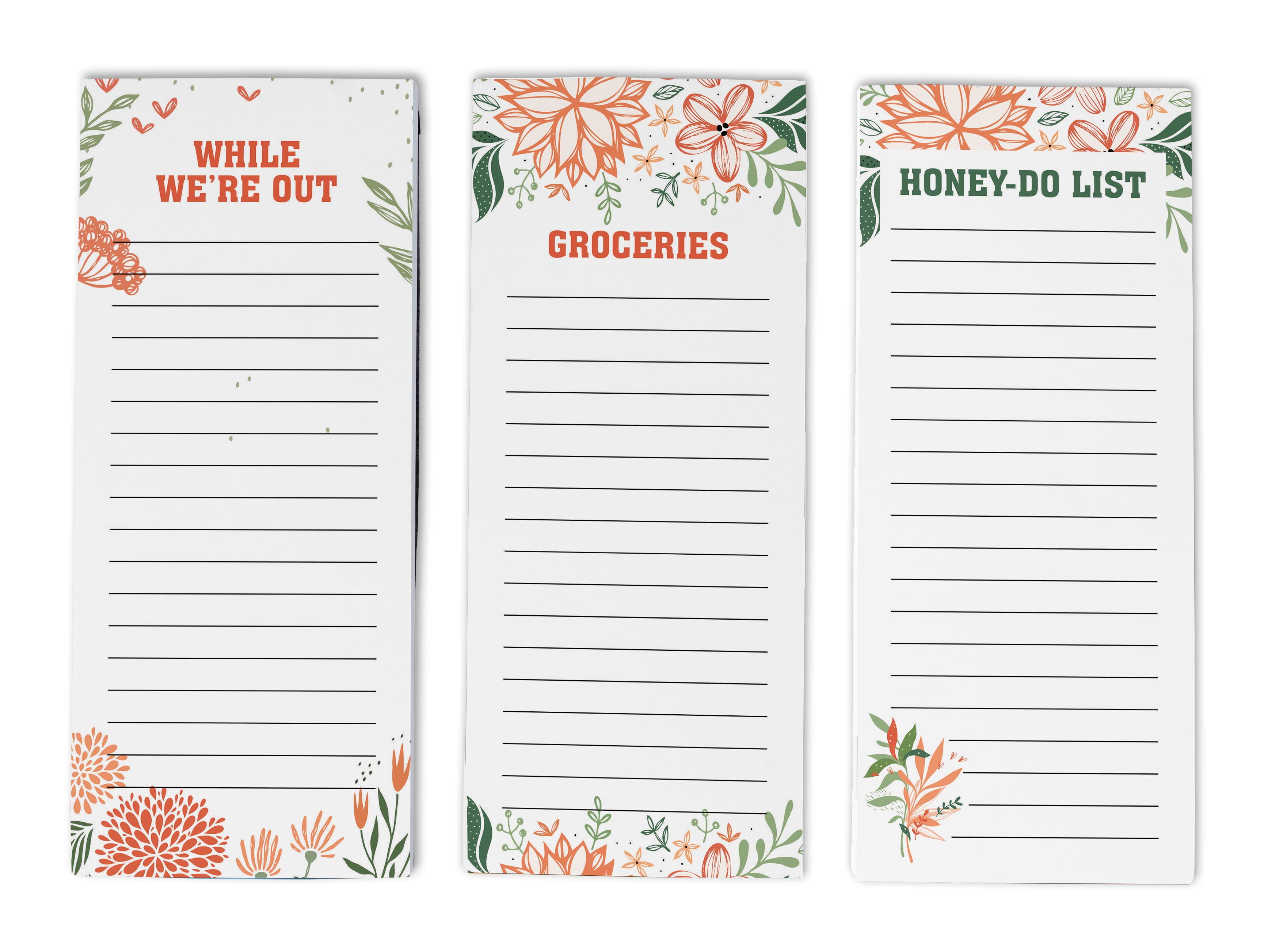 Inkdotpot Pack of 3 Magnetic Fridge To-Do List Notepads- Magnetic Memo Pads For Refrigerator-(50 Sheets Each)-E2