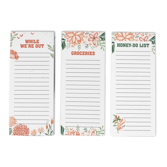 Inkdotpot Pack of 3 Magnetic Fridge To-Do List Notepads- Magnetic Memo Pads For Refrigerator-(50 Sheets Each)-E2