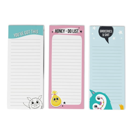 Inkdotpot Pack of 3 Magnetic Fridge To-Do List Notepads- Magnetic Memo Pads For Refrigerator-(50 Sheets Each)-HW