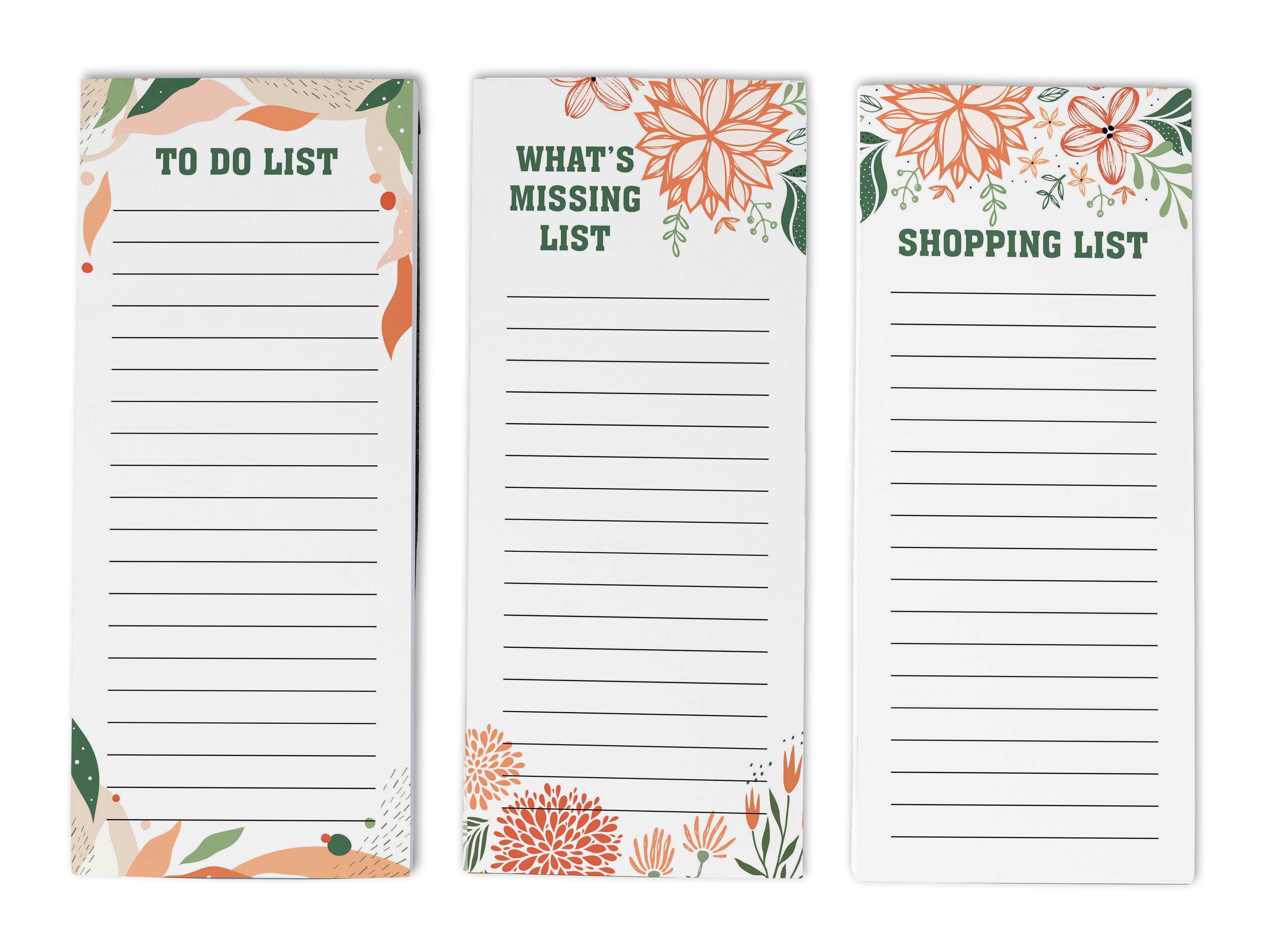 Inkdotpot Pack of 3 Magnetic Fridge To-Do List Notepads- Magnetic Memo Pads For Refrigerator-(50 Sheets Each)-NT