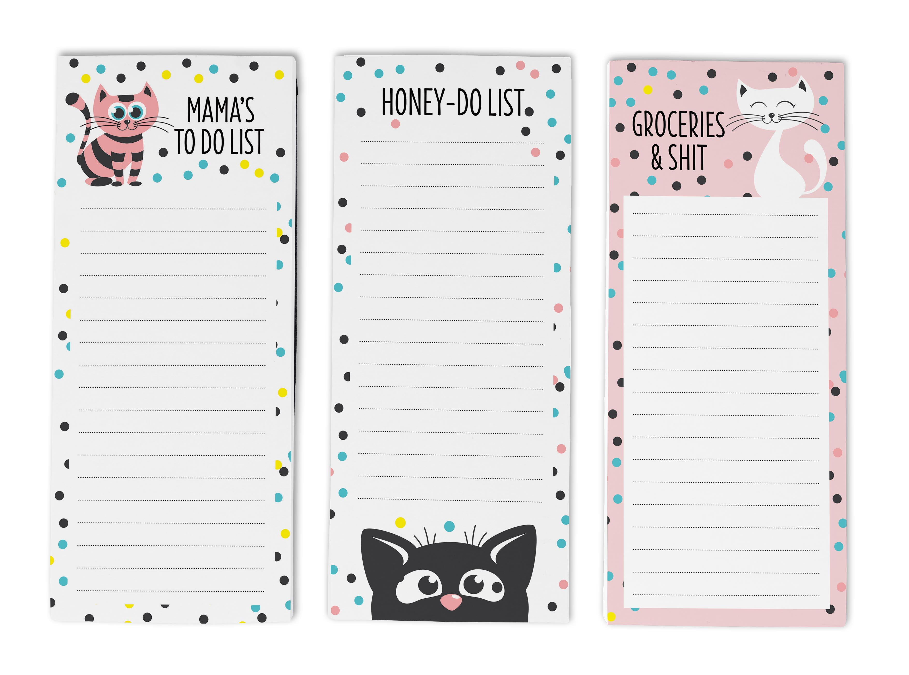Inkdotpot Pack of 3 Magnetic Fridge To-Do List Notepads- Magnetic Memo Pads For Refrigerator-(50 Sheets Each)-TB