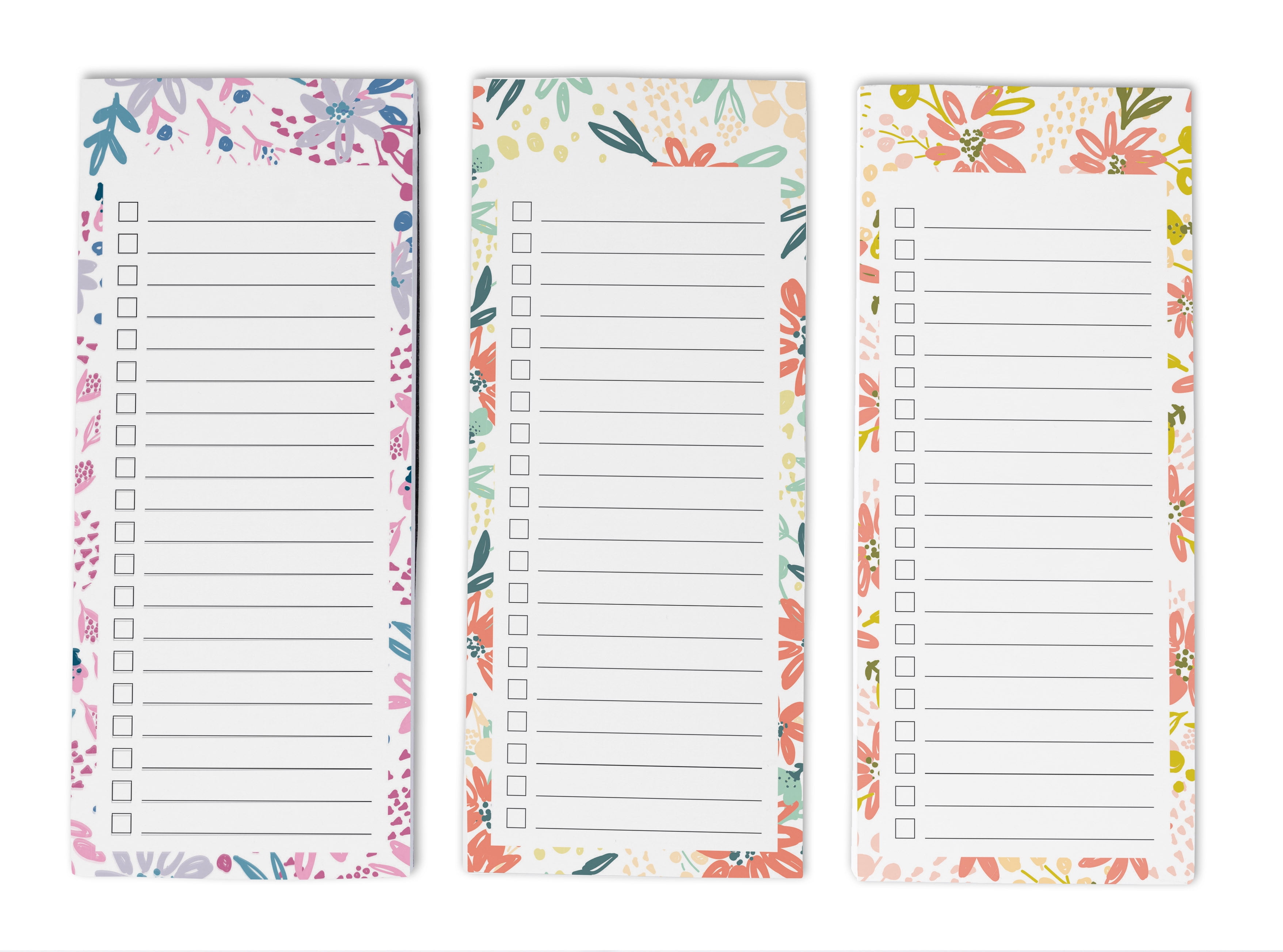 Inkdotpot Packof3MagneticFridge To-Do List Notepads,MagneticMemo Pads For Refrigerator,Florals Design(50 Sheets Each)
