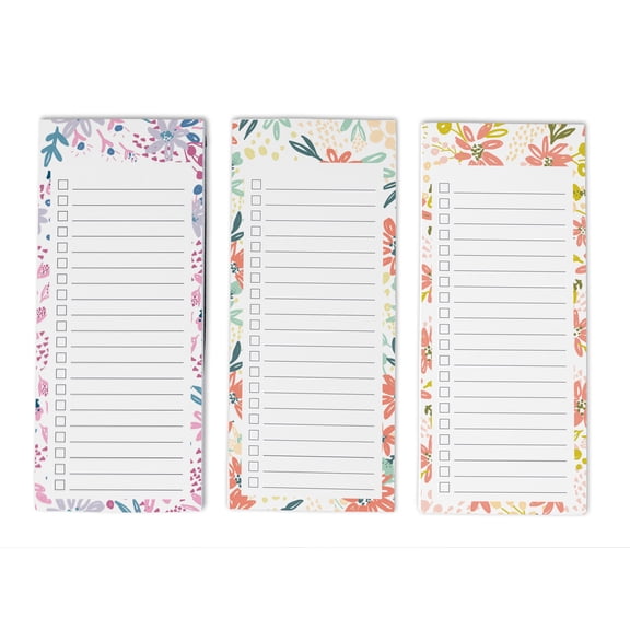 Inkdotpot Packof3MagneticFridge To-Do List Notepads,MagneticMemo Pads For Refrigerator,Florals Design(50 Sheets Each)