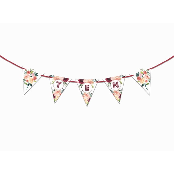 Inkdotpot Party Decorations For KidsI Am TenPennant Banner Flags For Boy FloralsBirthday BuntingParty Garland