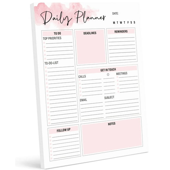 Inkdotpot Personal Planner Organizer, Home and Office Work Journal- 50 Undated Pages for Daily Tasks- Tear Off Notepad-(8.5x11)DailyTask Organizer- To-Do List Pad Work Day Schedule Planner - WW