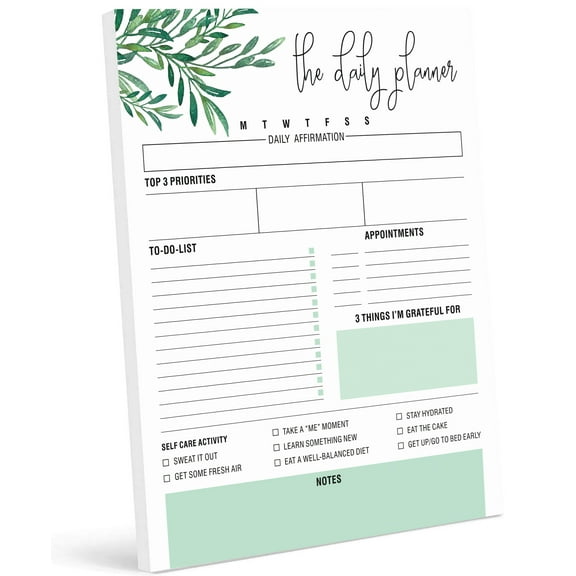 Inkdotpot Personal Planner Organizer, Home and Office Work Journal- 50 Undated Pages for Daily Tasks- Tear Off Notepad-(8.5x11)DailyTask Organizer- To-Do List Pad Work Day Schedule Planner - KJ