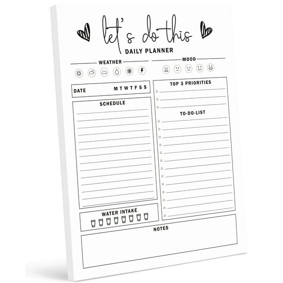Inkdotpot Personal Planner Organizer, Home and Office Work Journal- 50 Undated Pages for Daily Tasks- Tear Off Notepad-(8.5x11)DailyTask Organizer- To-Do List Pad Work Day Schedule Planner - KL