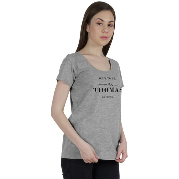 Inkdotpot Personalized Womens Tshirt Soon To Be MrsWeddingAnnouncement Shirt