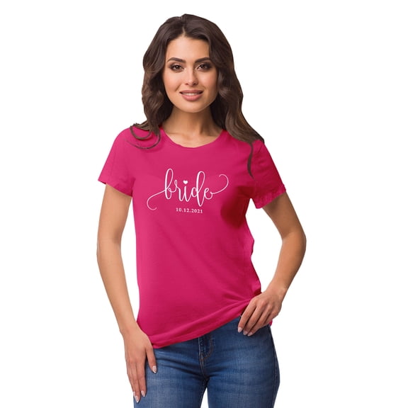 Inkdotpot Personalized Womens Tshirt Top Bride WeddingAnnouncement Shirt-BJ