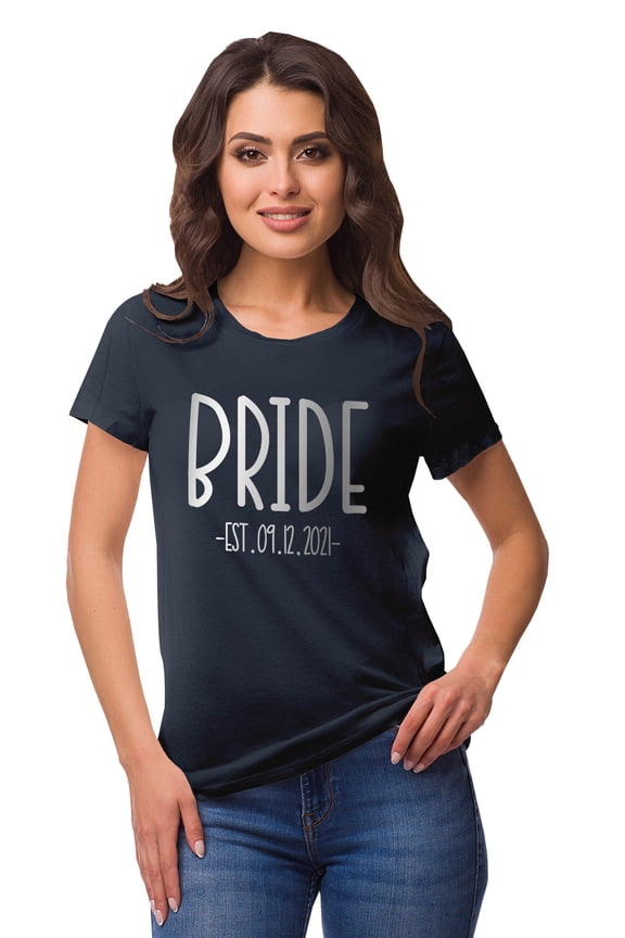 Personalized Womens Tshirt Top Bride WeddingAnnouncement Shirt-F3