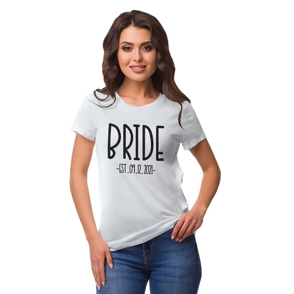 Inkdotpot Personalized Womens Tshirt Top Bride WeddingAnnouncement Shirt-FQ