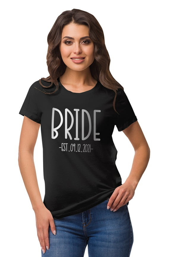 Personalized Womens Tshirt Top Bride WeddingAnnouncement Shirt-NF