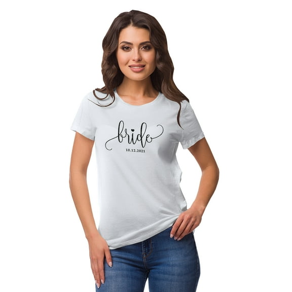 Inkdotpot Personalized Womens Tshirt Top Bride WeddingAnnouncement Shirt-NG