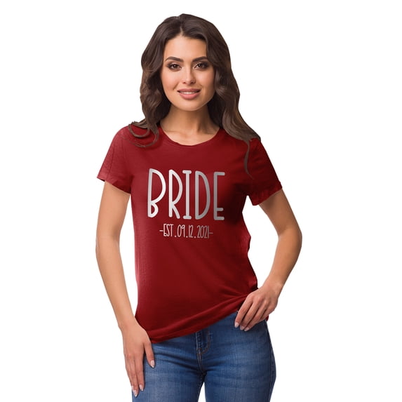 Inkdotpot Personalized Womens Tshirt Top Bride WeddingAnnouncement Shirt-NN