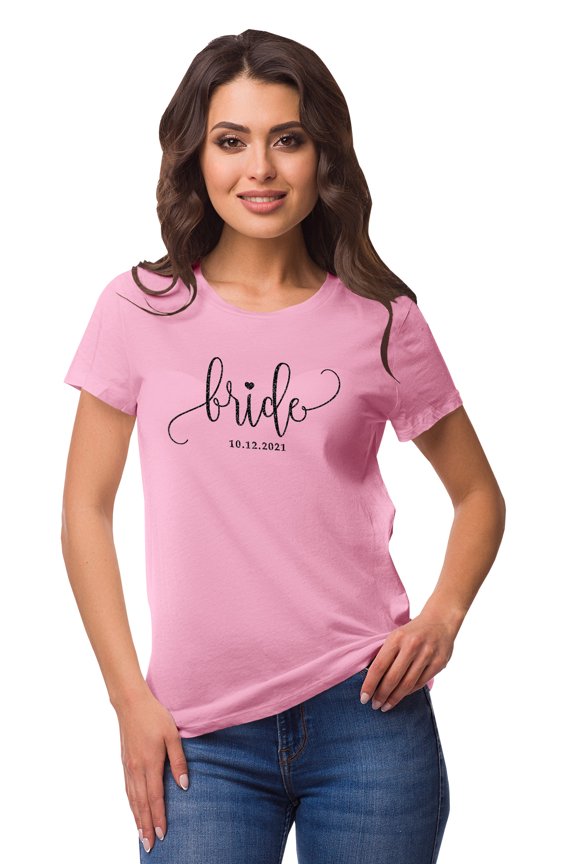 Personalized Womens Tshirt Top Bride WeddingAnnouncement Shirt-ZL