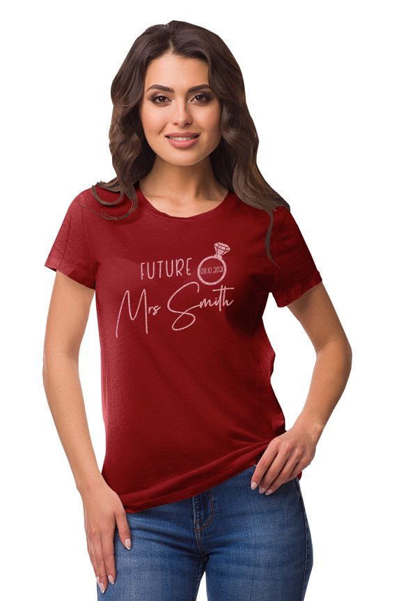Personalized Womens Tshirt Top Future Mrs WeddingAnnouncement Shirt-H6