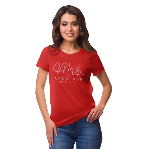 Inkdotpot Personalized Womens Tshirt Top Mrs WeddingAnnouncement Shirt-56