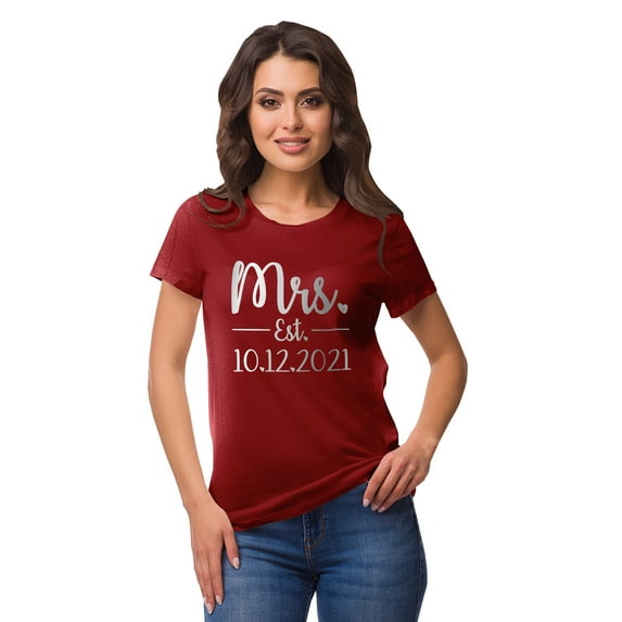Inkdotpot Personalized Womens Tshirt Top Mrs WeddingAnnouncement Shirt-F5