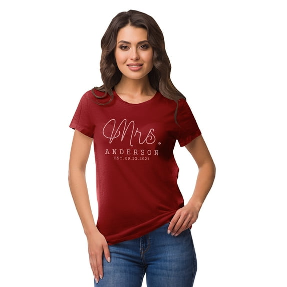 Inkdotpot Personalized Womens Tshirt Top Mrs WeddingAnnouncement Shirt-HD