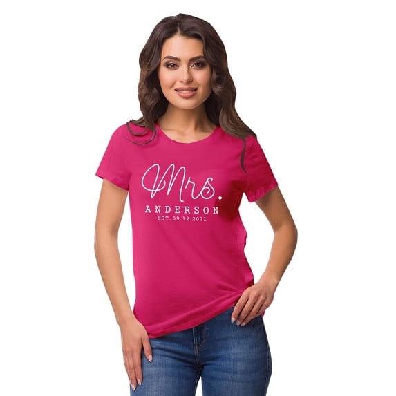 Inkdotpot Personalized Womens Tshirt Top Mrs WeddingAnnouncement Shirt-JS