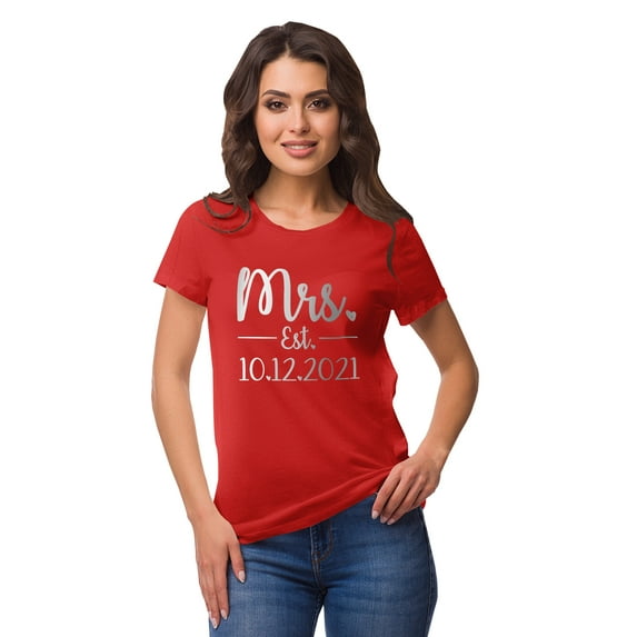 Inkdotpot Personalized Womens Tshirt Top Mrs WeddingAnnouncement Shirt-LK