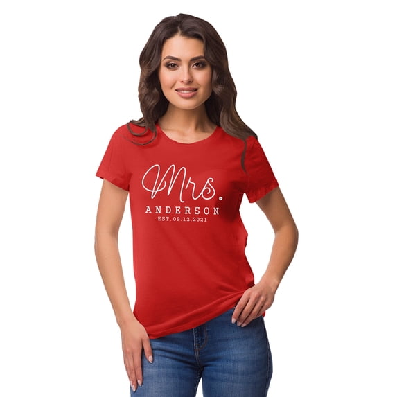 Inkdotpot Personalized Womens Tshirt Top Mrs WeddingAnnouncement Shirt-MP