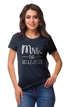 Personalized Womens Tshirt Top Mrs WeddingAnnouncement Shirt-PM