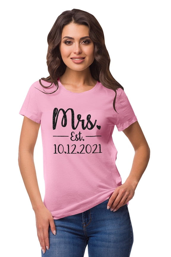 Personalized Womens Tshirt Top Mrs WeddingAnnouncement Shirt-RF