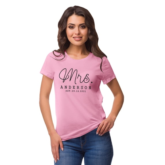 Inkdotpot Personalized Womens Tshirt Top Mrs WeddingAnnouncement Shirt-V3