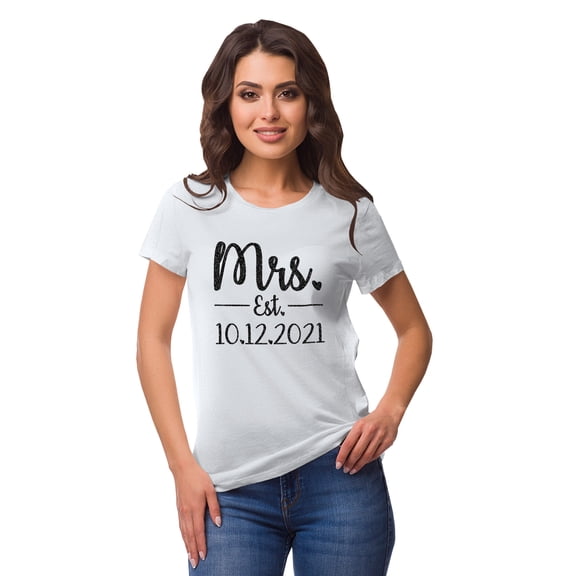 Inkdotpot Personalized Womens Tshirt Top Mrs WeddingAnnouncement Shirt-YV