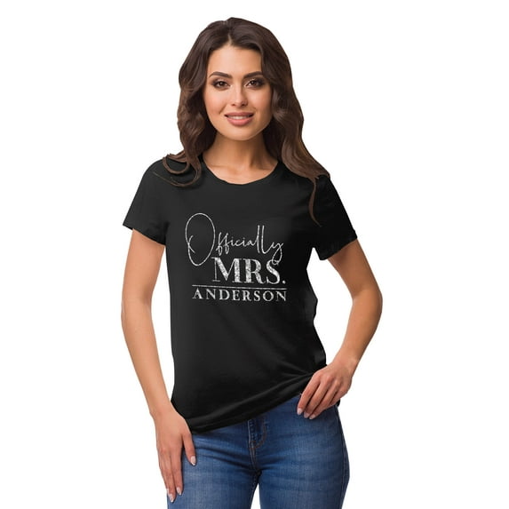 Inkdotpot Personalized Womens Tshirt Top Officially Mrs WeddingAnnouncement Shirt-2L