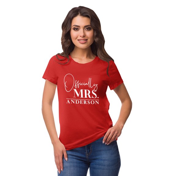 Inkdotpot Personalized Womens Tshirt Top Officially Mrs WeddingAnnouncement Shirt-R7