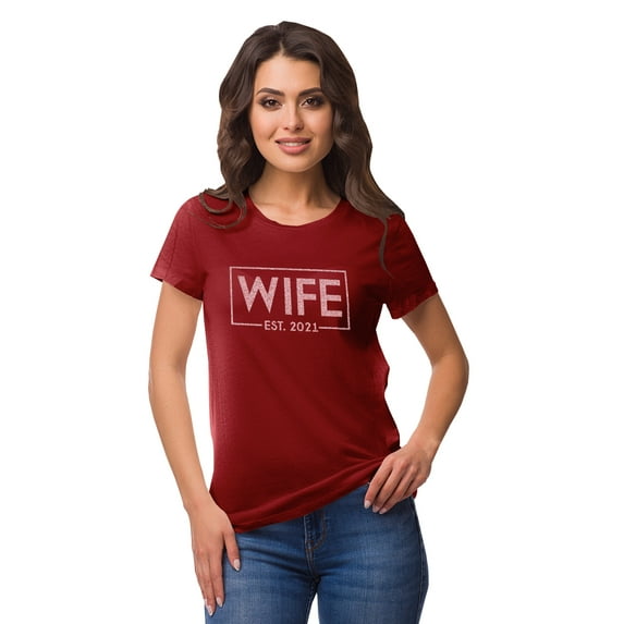 Inkdotpot Personalized Womens Tshirt Top Wife WeddingAnnouncement Shirt-5C