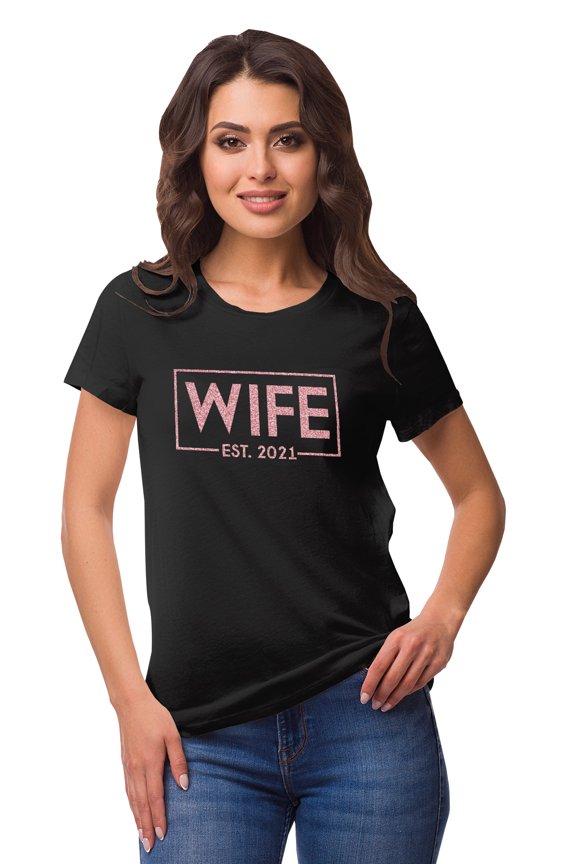 Personalized Womens Tshirt Top Wife WeddingAnnouncement Shirt-KD