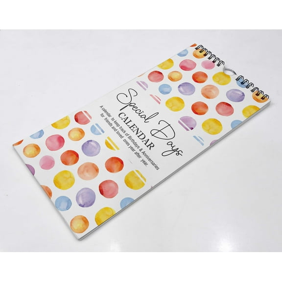Inkdotpot Polka Dots Perpetual Calendar Birthday Wall Hanging Anniversary Special Event Reminder Calendar Book Journal Stationary Wall Hanging Birthday Gift Card Planner Organizer