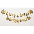 thumbnail image 1 of Inkdotpot Pre Strung Cursive Bunting Flags Cheers & Beers to 50 Years Metallic Gold Party Wall Decor Birthday Banner Sign Photo Prop, 1 of 5