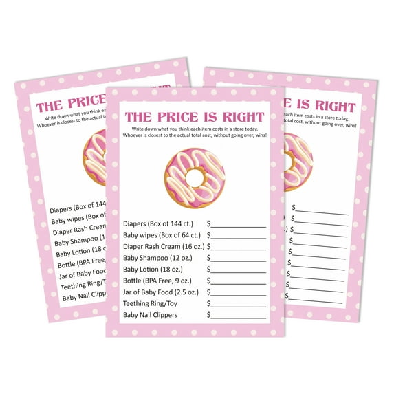 Inkdotpot The Price Is Right Baby Shower Game -Girl/ Boy Baby Shower Fun Party Game Collection, Activities, Decorations,Candy Theme Party Supplies - Pack Of 50