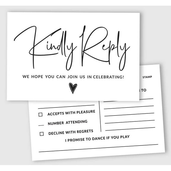 Inkdotpot RSVP Postcards (Set Of 50) 4"X6" Blank With Mailing Side,RSVP Reply Response Cards For Wedding Script Style Print Return Cards