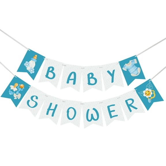 Inkdotpot Ready To Hang,Boy Baby ShowerBirthdayBunting, Pre StrungBlue Baby Cot ThemeBaby ShowerDecorations,BuntingBannerFlags