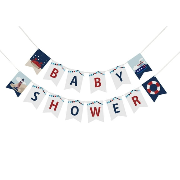 Inkdotpot Ready To Hang,Boy Baby ShowerBirthdayBunting, Pre StrungPirates ThemeBaby ShowerDecorations,BuntingBannerFlags