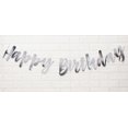 thumbnail image 1 of Inkdotpot Ready To Hang Happy Birthday Cursive Metallic Silver Bunting Pre Strung Kids Birthday Banner Flags Party Supplies, 1 of 1