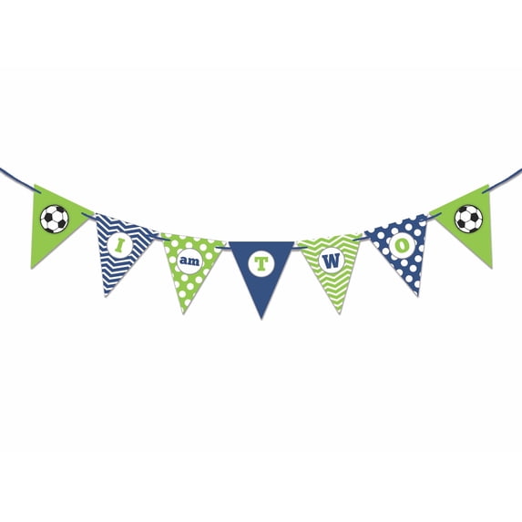 Inkdotpot Ready To HangI Am TwoHappy Birthday Sign Party GarlandBaby Boy SoccerBirthday Confetti