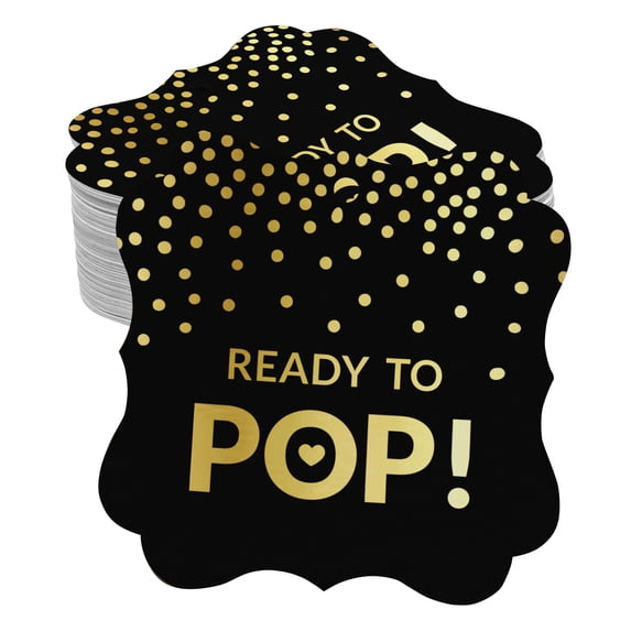 Inkdotpot Ready To Pop Baby Shower Bottle Tag Real Gold Foil Favor Bracket Shape Hang Tags Pack Of 50