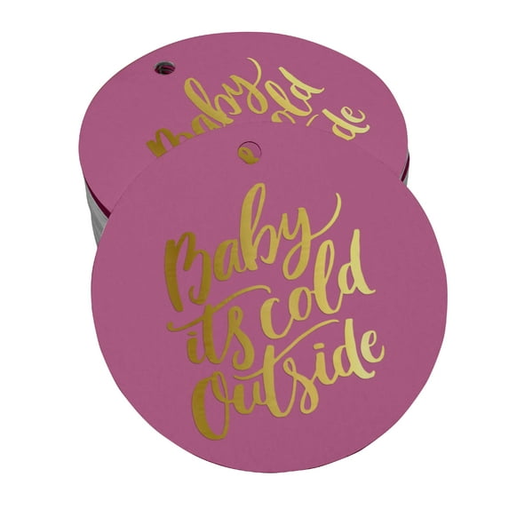 Inkdotpot Real Gold Foil Baby It's Cold Outside Baby Shower Tags Favor Hang Paper Tags 100 Pieces
