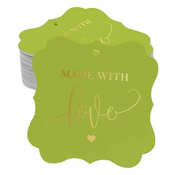 Inkdotpot Real Gold Foil Bracket Shape Paper Hang Tags Made With Love Wedding Favor Tags Pack Of 50