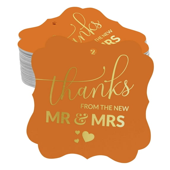 Inkdotpot Real Gold Foil Bracket Shape Paper Hang Tags Thanks From The New Wedding Favor Tags Pack Of 100