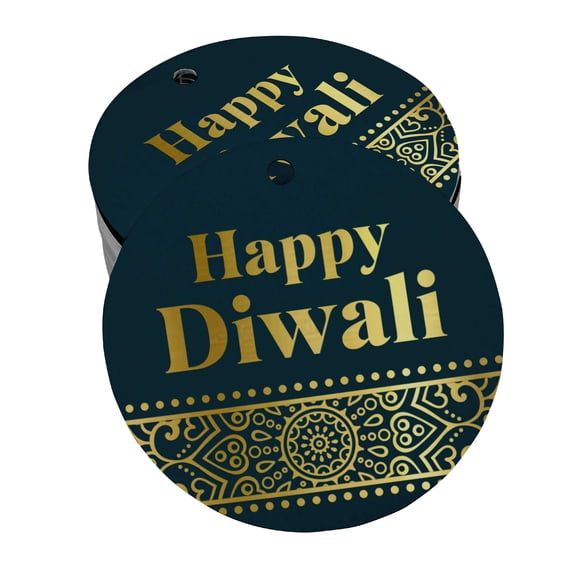 Inkdotpot Real Gold Foil Happy Diwali Tag Favor Hang Paper Tag 50 Piece