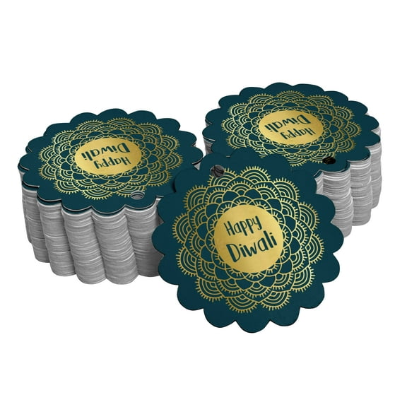 Inkdotpot Real Gold Foil Happy Diwali Tags Favor Hang Paper Tags 100 Piece